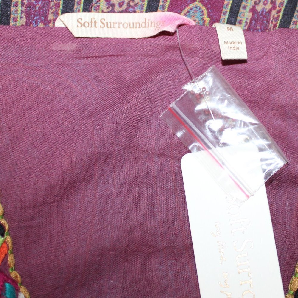 Soft Surroundings Mira Purple Paisley Hand Beaded Embroidered Dress Size Medium - Picture 11 of 12